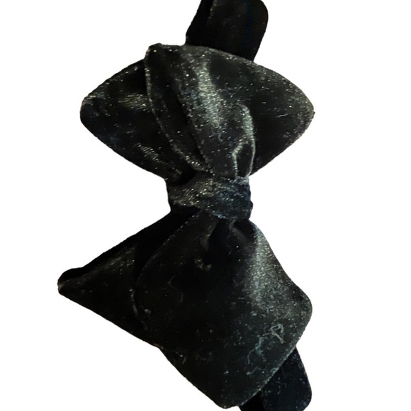 Velour Bow Tie Black Holiday Christmas Santa Neutral Minimalist Preppy Festive - Picture 1 of 6